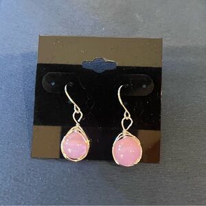 Dainty pink stone dangle earrings